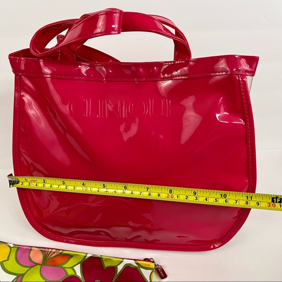 Clinique Small Pink Clear Tote Bag & Small Floral Zipper Pouch Bundle - Picture 9 of 16